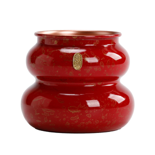 紫铜茶渣缸高端轻奢大漆纯铜建水茶台桌面茶水废水缸功夫茶具配件