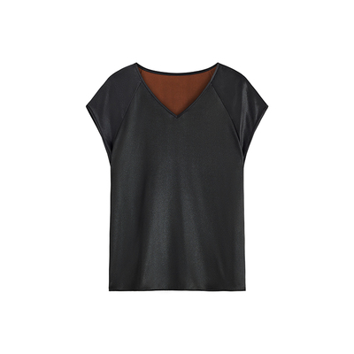 萧娘【墨莲香云纱女上衣新中式桑蚕丝中国风T恤女XNA1069