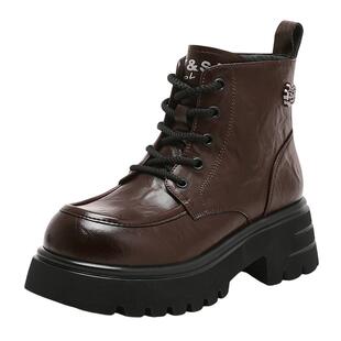 星期六2025秋季新款厚底马丁靴女款百搭英伦风软底短靴增高女鞋子