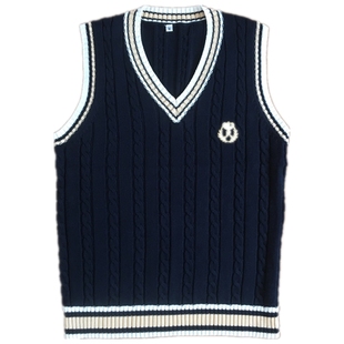 学院风马甲背心毛衣纯棉英伦jk制服大码针织衫校服结婚证件照男女