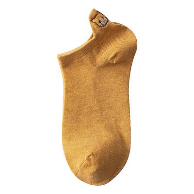 低帮夏季薄款后跟刺绣ins潮船袜