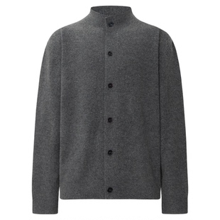 INKNOTS美式复古羊毛混纺毛衣开衫男女简约休闲慵懒感针织外套ins