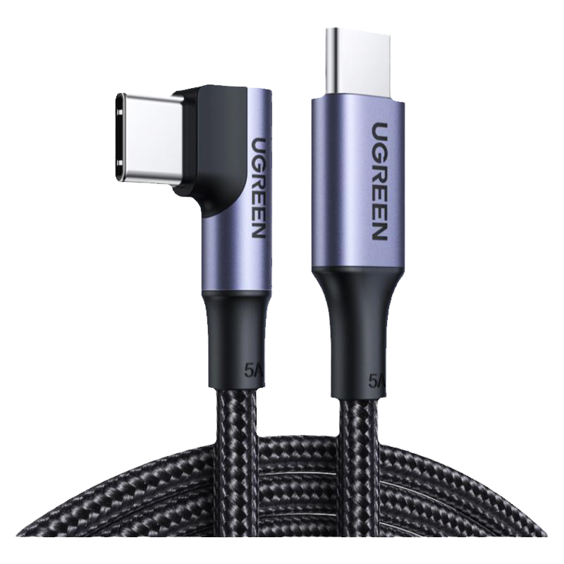 绿联双typec数据线100W适用华为苹果iPhone15promax iPad手机特斯拉l型直角ctoc游戏弯头tpyec车载用快充电线