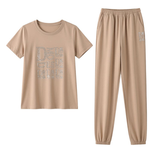 休闲运动套装女夏季2026新款时尚洋气减龄短袖T恤短裤两件套潮女