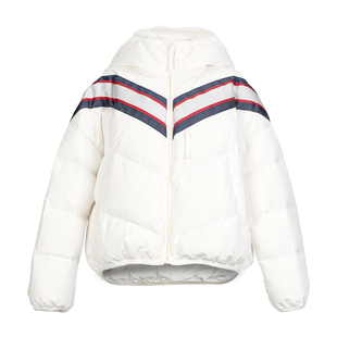 HONRN/红人白色短款宽松连帽白鹅绒羽绒服外套女款冬季HH55YR411