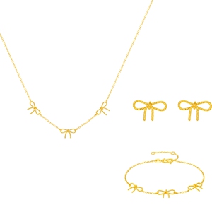 周六福黄金项链计价5G足金项链小小蝴蝶结链坠少女心事圣诞礼物