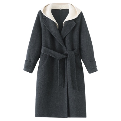 绵羊毛双面呢子长款韩版外套加厚