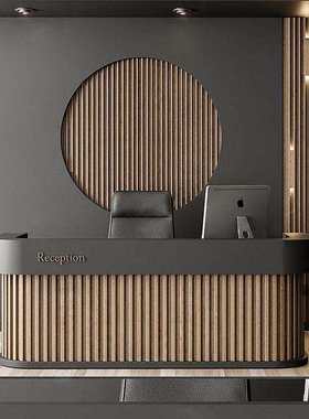 吧台轻奢高级感不锈钢收银台店铺小型公司酒店服装店前台桌接待台