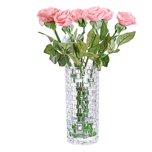 加厚水晶玻璃花瓶透明直筒大号富贵竹欧式落地摆件家居饰品包邮