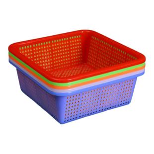 幼儿园区角收纳小篮子正方形塑料箩筐正方筛镂空零件玩具小框子