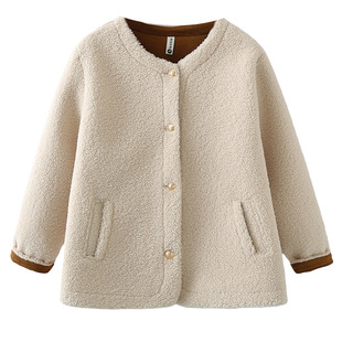 大码女装200斤胖mm冬季宽松显瘦加绒加厚简约小香风开衫毛绒外套