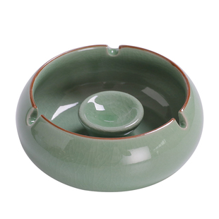 陶瓷烟灰缸带盖创意个性潮流家用客厅办公室防飞灰时尚商用烟灰缸