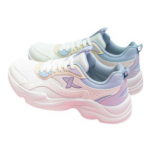 特步女鞋老爹鞋皮面厚底休闲鞋官方防水户外休闲鞋青少年女款鞋子