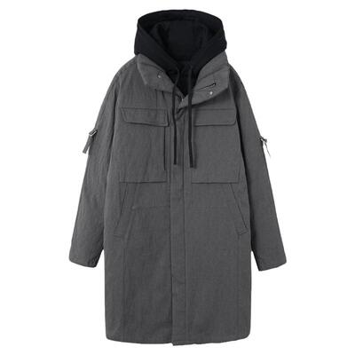 流石男装长款过膝时尚保暖羽绒服