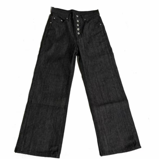 Design Create 五连扣未脱浆康龙原牛14.5OZ宽松直筒黑色牛仔裤