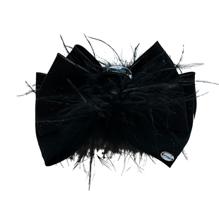 超绝满天星~黑色羽毛蝴蝶结抓夹女秋冬2025年新款鲨鱼夹大号发夹