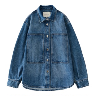 英国Studio Nicholson Saxon 14盎司箱型口袋水洗牛仔衬衫