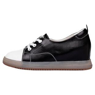 头层牛皮内增高小白鞋女真皮百搭厚底春秋单鞋休闲运动女鞋3334码