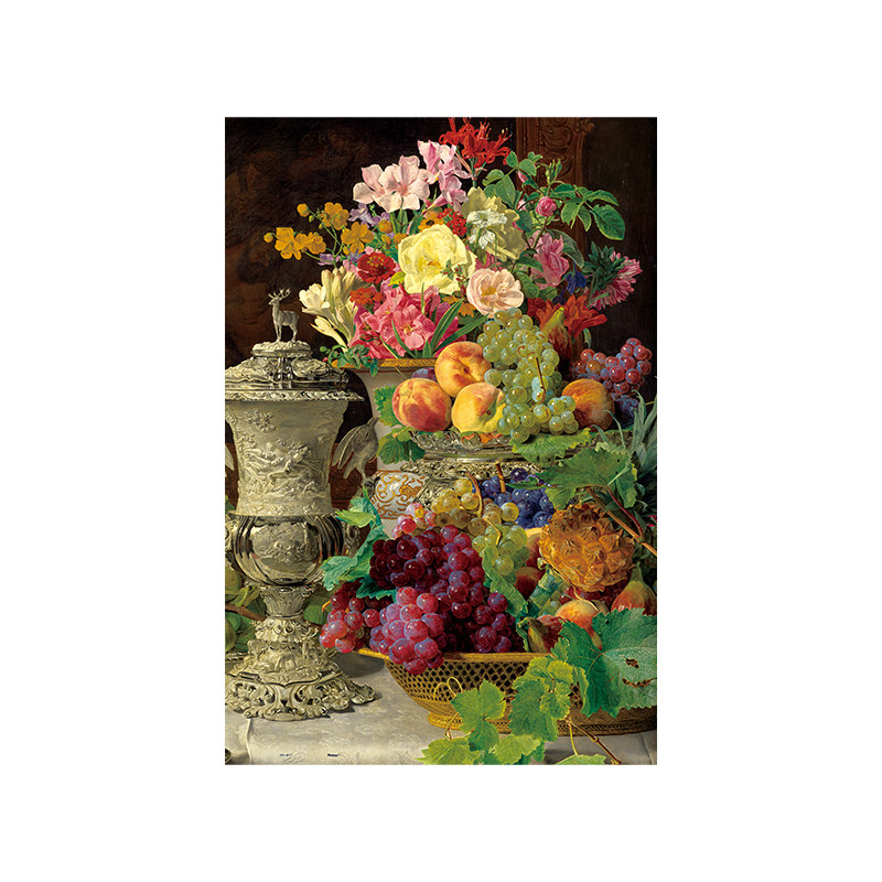 3D-JP平面拼图复古油画名画高颜值玄关装饰水果花卉与银杯U1356
