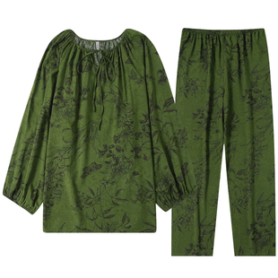 女士棉绸睡衣女款2026新款国风新中式家居服女式夏季长袖绵绸套装