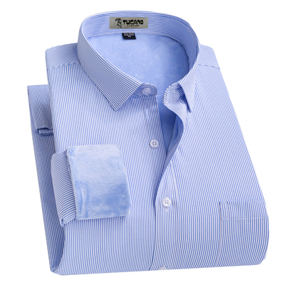 啄木鸟方领长袖加绒衬衫