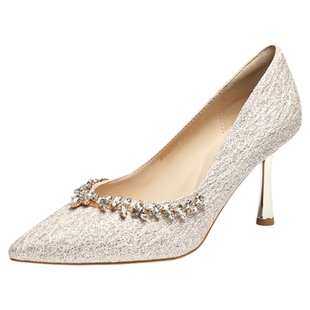 红蜻蜓香槟色婚鞋高跟鞋女2026春季新款水钻女鞋旗袍鞋子新娘单鞋