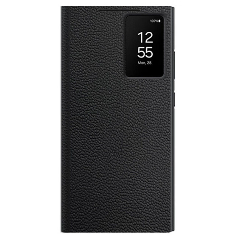 真皮智能视窗适配三星GALAXY s24ultra手机壳全包防摔休眠唤醒s23ultra免翻盖接听可插卡保护套高级商务男