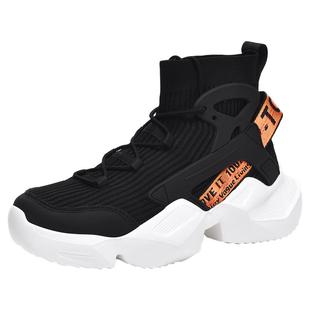 男鞋2026新款夏季透气网面飞织高帮袜子运动百搭休闲老爹潮鞋春季