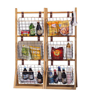 岩璞实木书架零食落地置物架玩具储物架书报架报刊架多层蔬菜架子