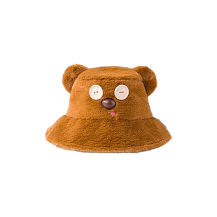 环球影业小黄人茸茸TIM熊渔夫帽冬季新款毛绒帽子