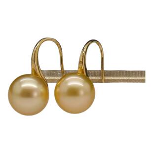 珠还合浦珍珠 北海海水珍珠18K金海水南洋金珍珠耳坠上新金珠耳饰