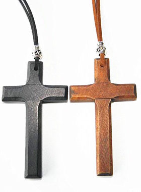 木质十字架文艺范女士毛衣链包邮