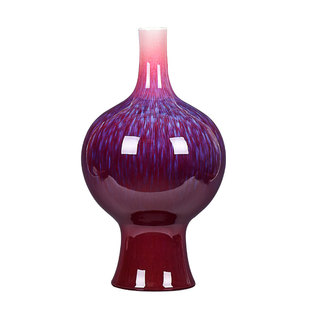 景德镇陶瓷窑变郎红花瓶摆件客厅插花中式家居博古架酒柜玄关装饰