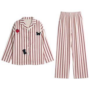 艺术生漂亮出门睡衣女士秋冬季2026新款翻领宽松套装可外穿家居服