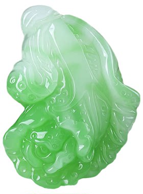 新疆和田玉翠青玉白菜吊坠