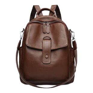 恩吉2026真皮女士背包休闲新款大容量双肩包百搭时尚牛皮旅行书包