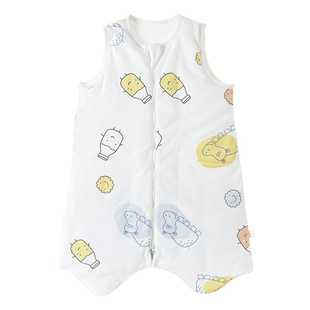 宝宝睡袋春秋薄款纯棉中大儿童夏季空调房小孩背心睡袍护肚防踢被
