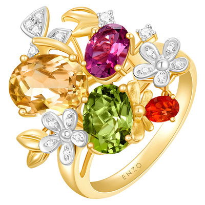 enzo18K金多彩宝石钻石戒指