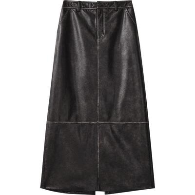 播商场同款美式复古半身裙女24春秋气质a字时髦皮裙BDR3BD1814