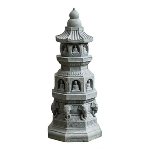 青砂石多层佛塔宝塔摆件中式禅意造景桌面鱼缸茶桌微景观装饰收藏