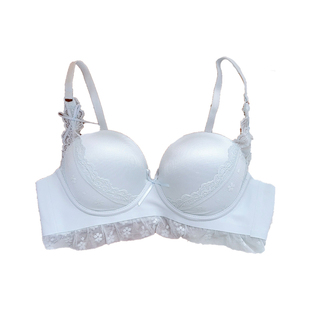 缎面蕾丝内衣女小胸聚拢显大aa杯专用无钢圈防下垂性感文胸罩套装