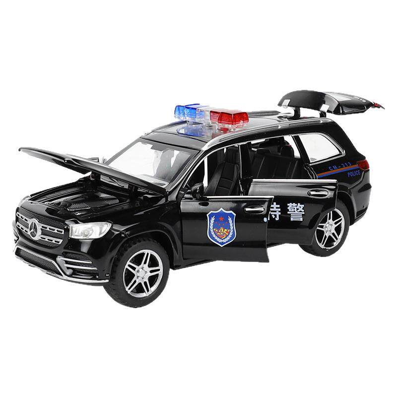 奔驰合金车警察特警回力玩具车模