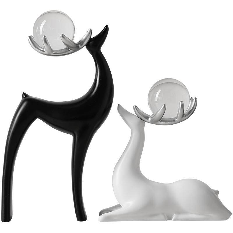 贝汉美水晶球麋鹿摆件轻奢高档家居客厅玄关电视柜酒柜创意装饰品