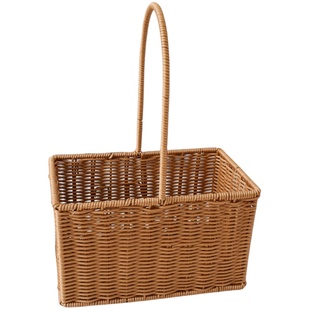 塑料手提篮餐厅仿藤编织花篮伴手礼品篮手提包野餐户外水果篮子