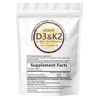 Microingredients 维生素D3K2(MK-7) 10000iu椰子软胶囊骨骼300粒
