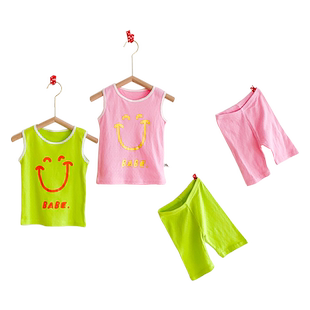 儿童背心短裤两件套夏季薄款宝宝网眼透气男童女童睡衣家居服套装