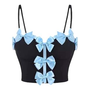 蝴蝶结外穿鱼骨胸衣背心吊带短款甜美辣妹风女团性感纯欲抹胸内搭
