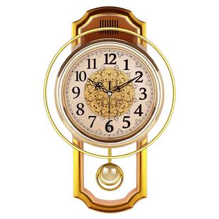 康巴丝欧式复古摇摆挂钟客厅简约时尚挂表卧室静音石英钟现代钟表