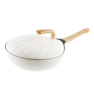 卡特马克炒锅贝壳锅高颜值不粘锅炒菜锅煤气灶电磁炉明火通用炒锅