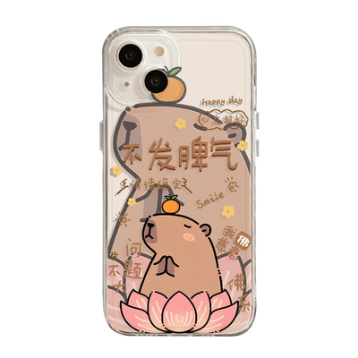 不发脾气卡皮巴拉透明透黑手机壳